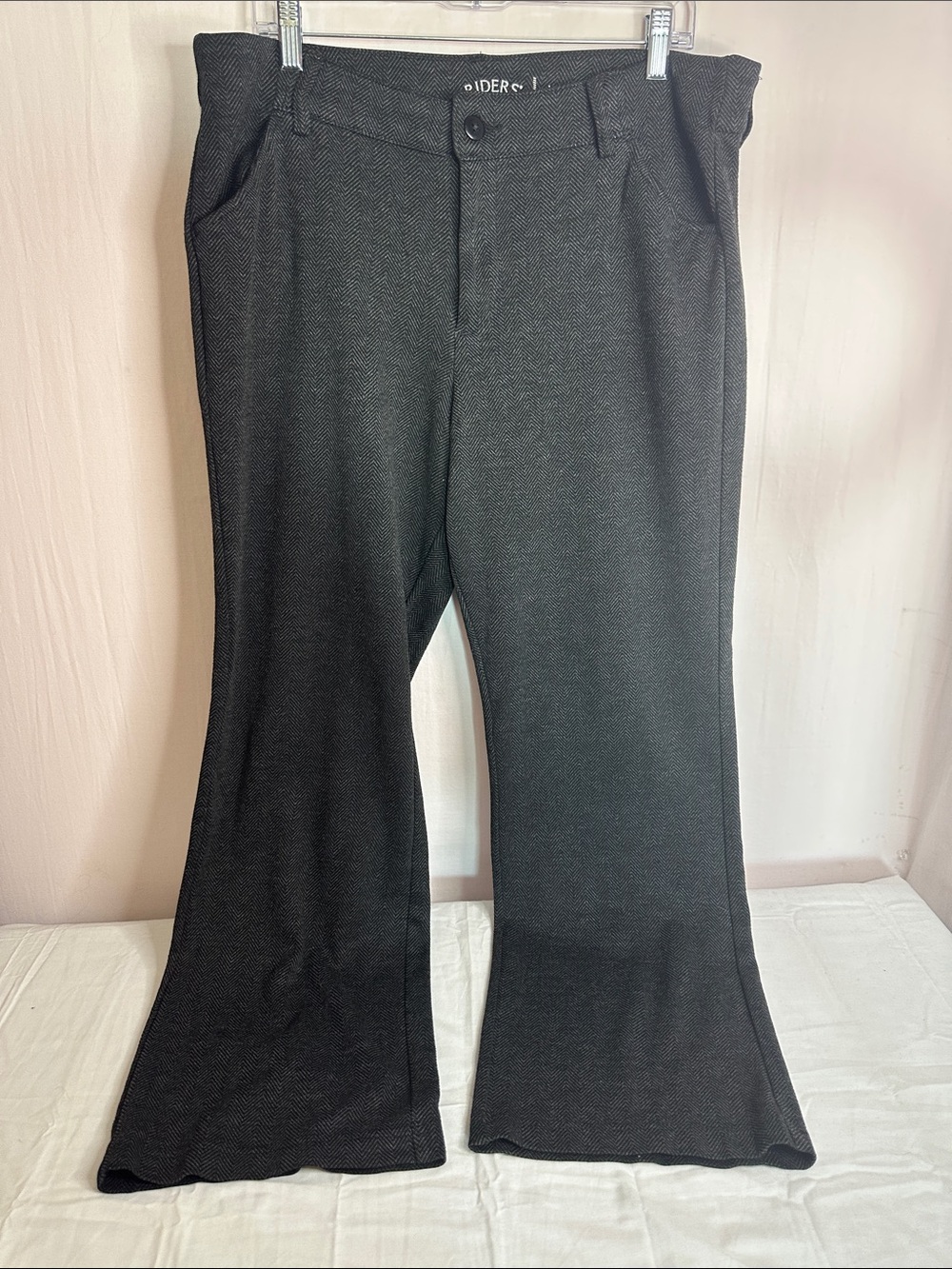 Riders by Lee Herringbone Black Flared Dress Trousers